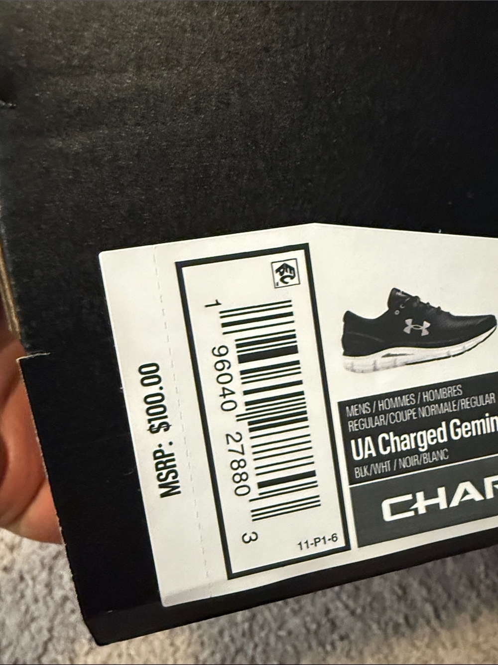 Under Armour Black and White Men's Athletic Sneakers - Picture 6 of 6